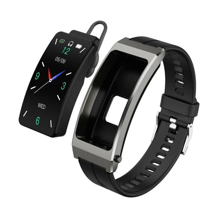 Comfortable Bracelet for Everyday Health and Activity Tracking shown as black activity tracker with removable display, heart rate and step monitoring
