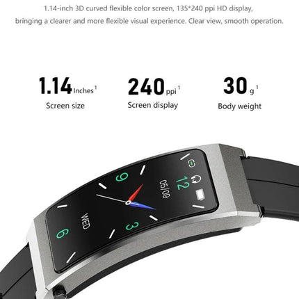 Comfortable Bracelet for Everyday Health and Activity Tracking - slim 1.14-inch curved display, 240 ppi, 30g lightweight activity tracker showing time and health icons