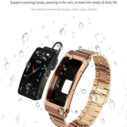 Comfortable Bracelet for Everyday Health and Activity Tracking — water-resistant fitness tracker showing steps, heart rate, sleep monitoring with metal band