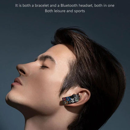 Comfortable Bracelet for Everyday Health and Activity Tracking shown as a sleek wearable worn like an ear‑bracelet tracking steps, heart rate and sleep