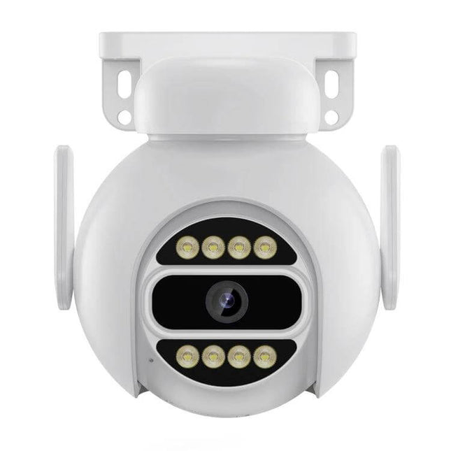 Wireless Smart Security Camera with Full Color Night Vision and Audio mounted white dome camera with LED lights and lens