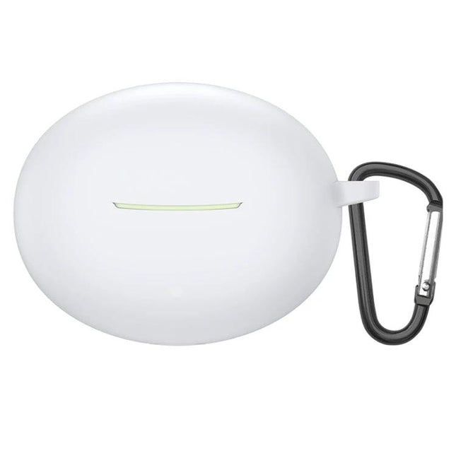 Silicone Case Keeps Xiaomi Earbuds Secure for Daily Use — white silicone case with carabiner for protection