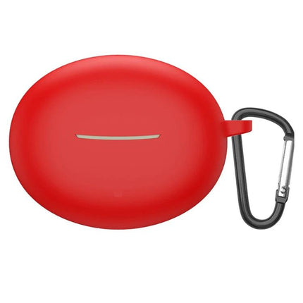 Silicone Case Keeps Xiaomi Earbuds Secure for Daily Use in red with carabiner, snug protective silicone shell