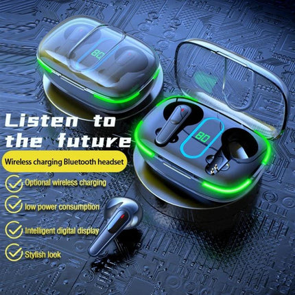 Wireless Bluetooth Earbuds With Battery Display For Calls showing Pro 70 digital display charging case and earbuds