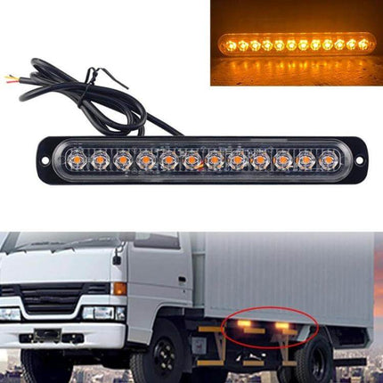 Car Emergency Strobe Light 12LED Ultra-Thin Side Lamp for Vehicles mounted on truck side as amber roadside warning beacon