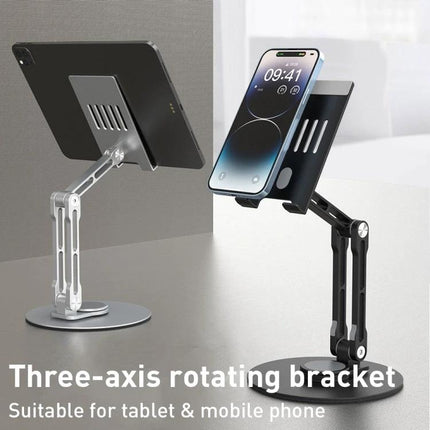 R-JUST Adjustable Mechanical Stand for Tablets and Phones holding phone and tablet on adjustable three-axis rotating bracket