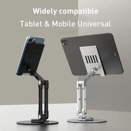 R-JUST Adjustable Mechanical Stand for Tablets and Phones holding tablet and phone at adjustable angles for video calls and hands-free viewing