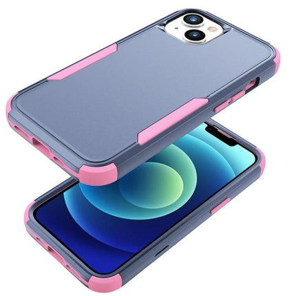 Phone Case for Everyday Use With TPU PC Material - durable two-tone pink and blue protective phone case with precise cutouts and raised corners