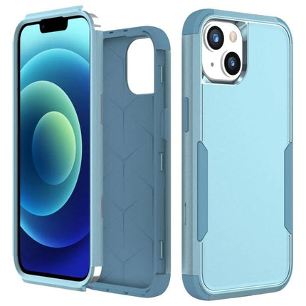 Phone Case for Everyday Use With TPU PC Material in light blue showing front, interior, and back with precise cutouts and raised edges