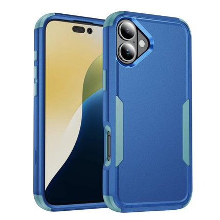 iPhone 16 Shockproof Case for Everyday Protection - blue TPU+PC dual-layer case with raised edges and camera cutout for daily drop and scratch protection