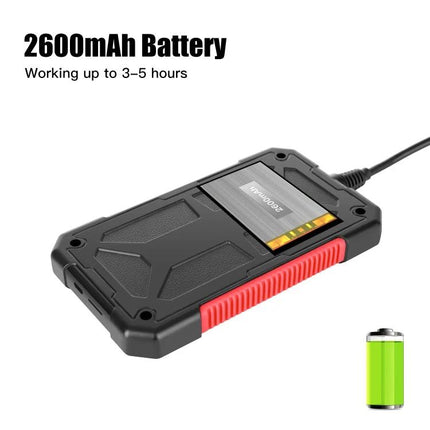 Waterproof Handheld Endoscope for Industrial Inspections and Maintenance showing 2600mAh battery connected to device, rugged waterproof design