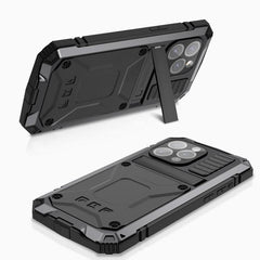 R-JUST Heavy-Duty Waterproof and Shockproof Phone Case with Built-in Holder for iPhone 15 Pro Max