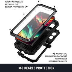 R-JUST Heavy-Duty Waterproof and Shockproof Phone Case with Built-in Holder for iPhone 15 Pro Max