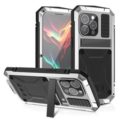 R-JUST Heavy-Duty Waterproof and Shockproof Phone Case with Built-in Holder for iPhone 15 Pro Max