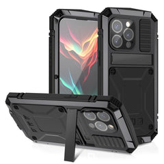 R-JUST Heavy-Duty Waterproof and Shockproof Phone Case with Built-in Holder for iPhone 15 Pro Max