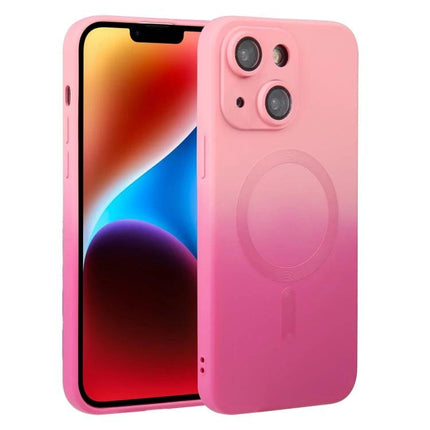 Gradient iPhone Case For Everyday Protection And Easy Access On The Go Or At Work - Pink gradient protective iPhone case with lens film and MagSafe circle