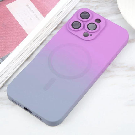 iPhone Case For Everyday Protection - slim two-tone purple gradient case with camera lens film and full port access
