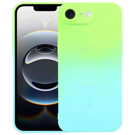 iPhone Case For Everyday Protection - slim minimalist neon green-to-blue protective case with camera lens film included