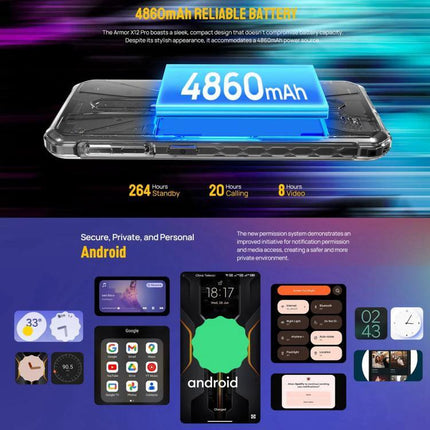 Ulefone Rugged Smartphone for Everyday Outdoor Activities showing 4860mAh battery and Android interface