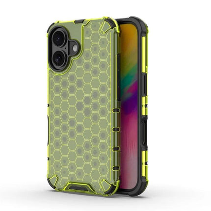Everyday TPU PC Phone Case With Slim Protection For Daily Use On The Go And Commutes - translucent neon yellow honeycomb protective phone case