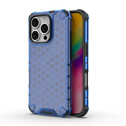 Everyday TPU PC Phone Case With Slim Protection For Daily Use On The Go And Commutes - blue hex-textured slim TPU+PC protective phone case