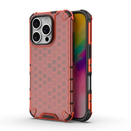 Everyday TPU PC Phone Case With Slim Protection For Daily Use On The Go And Commutes - translucent red honeycomb rugged slim protective phone case