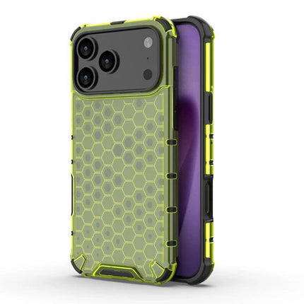 Alt Tag: Phone Case for Everyday Home Protection - slim TPU+PC honeycomb shockproof case in neon yellow for iPhone