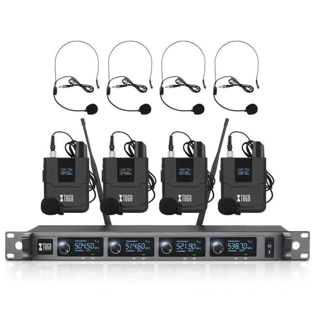 Keep your voice clear during daily events with XTUGA Microphone - 4-channel UHF wireless headset mic system for weddings, meetings, outdoor parties