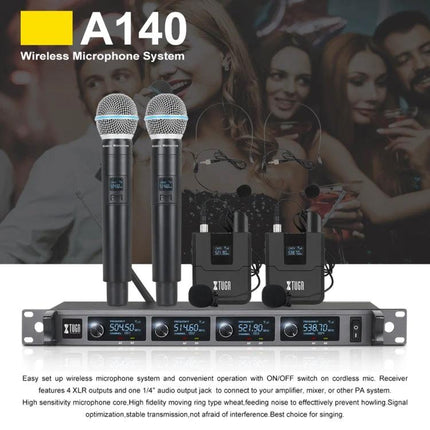 Keep your voice clear during daily events with XTUGA Microphone - XTUGA A140 UHF wireless dual handheld and lapel mic system for weddings and parties
