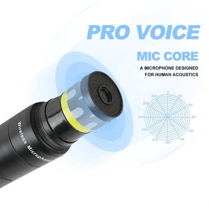 Keep your voice clear during daily events with XTUGA Microphone - XTUGA UHF wireless mic close-up showing mic core and polar pattern