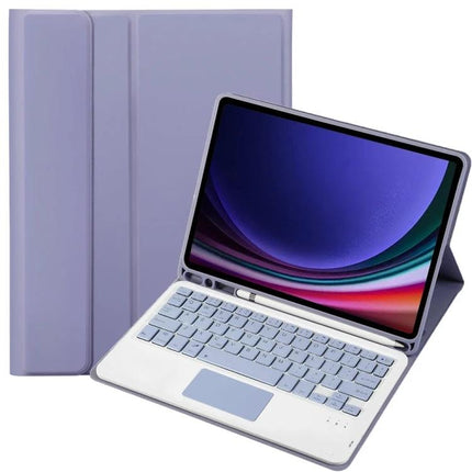 Leather Bluetooth Keyboard Case for Samsung Galaxy Tab S9 with Pen Holder - lilac folio case with detachable Bluetooth keyboard and pen slot