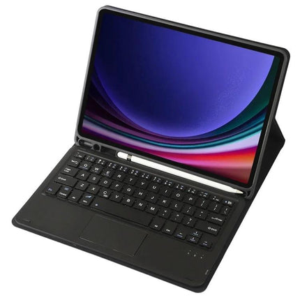 Leather Bluetooth Keyboard Case for Samsung Galaxy Tab S9 with Pen Holder - black folio with detachable Bluetooth keyboard and pen slot