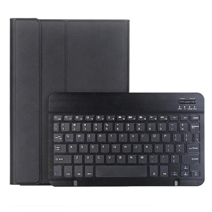 Protective Leather Bluetooth Keyboard Case with Pen Holder for Samsung Galaxy Tab S9 black folio showing detachable Bluetooth keyboard and pen slot