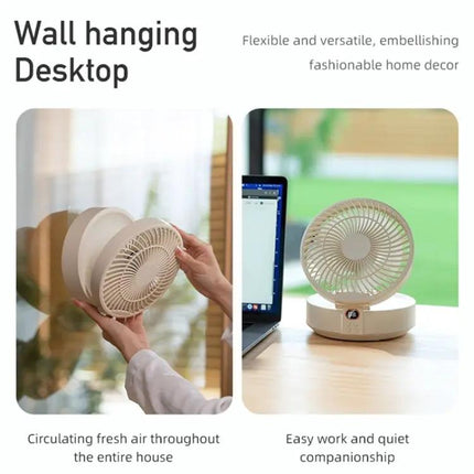 Foldable Rechargeable Swivel Wall And Desktop Fan With Light