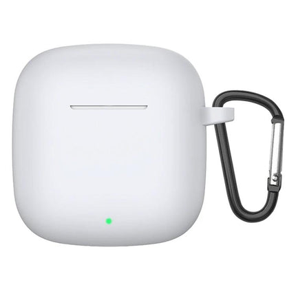 Silicone Case Keeps Huawei Earbuds Safe for Daily Outings — white silicone protective case with carabiner