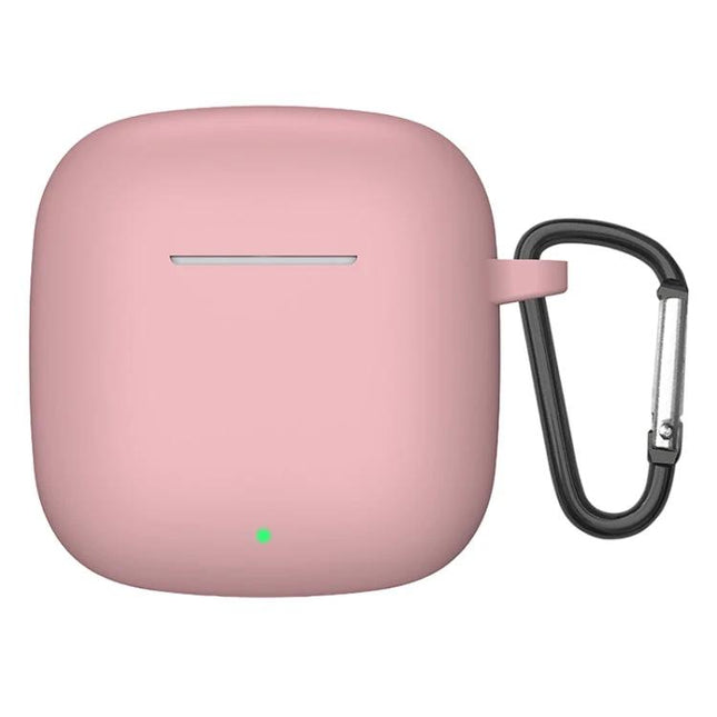 Silicone Case Keeps Huawei Earbuds Safe for Daily Outings - pink silicone protective case with carabiner for charging access