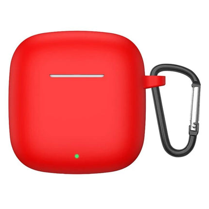 Silicone Case Keeps Huawei Earbuds Safe for Daily Outings in vibrant red with carabiner and charging access