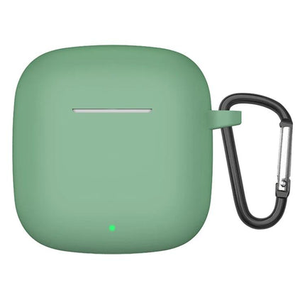 Silicone Case Keeps Huawei Earbuds Safe for Daily Outings in green silicone with carabiner, protects from scratches and allows charging