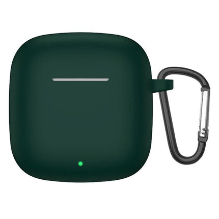 Silicone Case Keeps Huawei Earbuds Safe for Daily Outings — dark green silicone protective case with carabiner