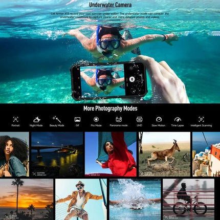 Ulefone Rugged Phone for Everyday Outdoor and Work Tasks underwater photography shot showing phone capturing swimmer and seaside scenes