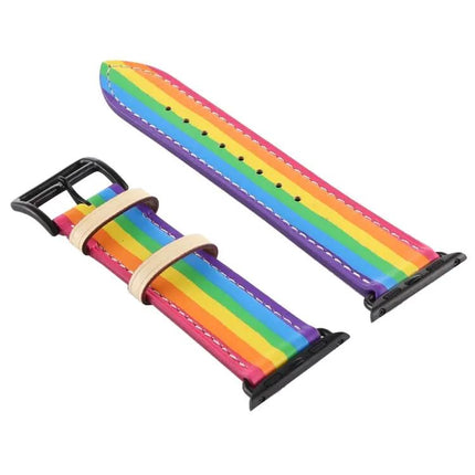 Rainbow Leather Apple Watch Band Compatible 38-45mm