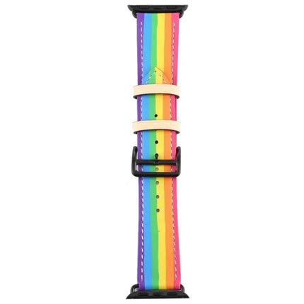 Rainbow Leather Apple Watch Band Compatible 38-45mm
