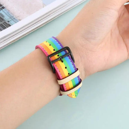Rainbow Leather Apple Watch Band Compatible 38-45mm