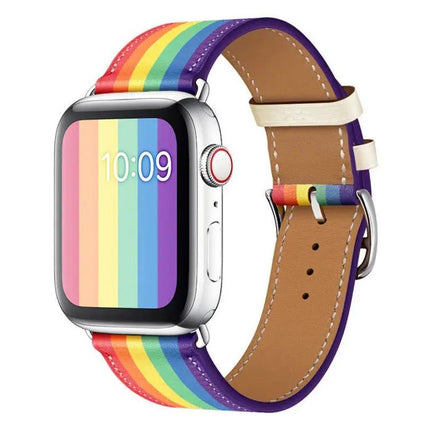 Rainbow Leather Apple Watch Band Compatible 38-45mm