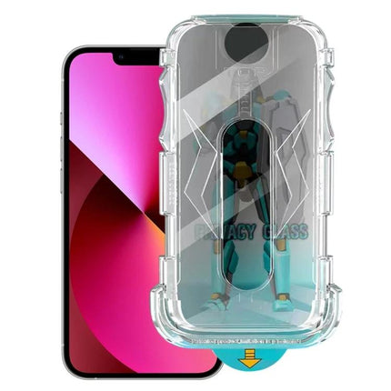iPhone Privacy Tempered Glass Screen Protector For Daily Public Use In Cafes Or Transit - clear case demo showing privacy glass on iPhone