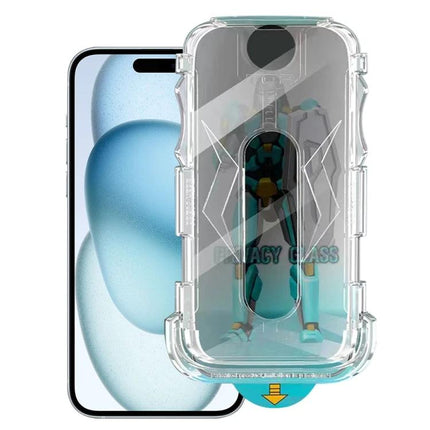 iPhone Privacy Tempered Glass Screen Protector For Daily Public Use In Cafes Or Transit - clear case mockup showing privacy glass and anti-peep angle