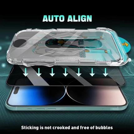 iPhone Privacy Tempered Glass Screen Protector For Daily Public Use In Cafes Or Transit - auto align bubble-free installation image