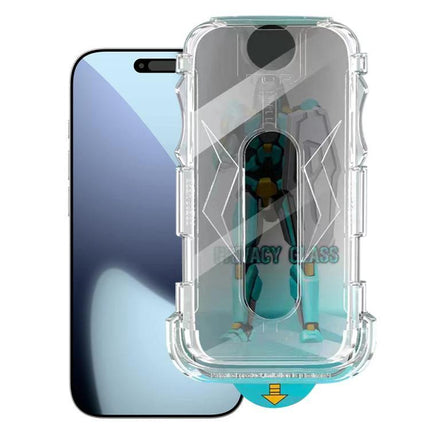 iPhone Privacy Tempered Glass Screen Protector For Daily Public Use In Cafes Or Transit - clear case demo showing protector installation and anti-peep privacy