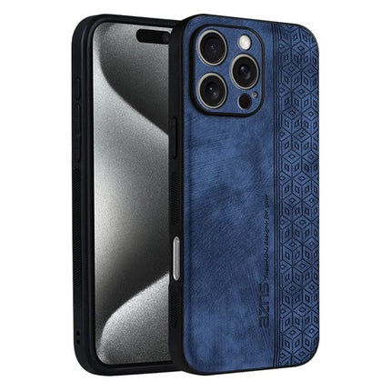 AZNS Embossed Phone Case For IPhone Series Everyday Protection With Embossed Skin Texture - blue embossed leather-look iPhone case with 3D grip