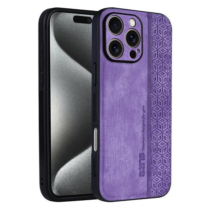 AZNS Embossed Phone Case For IPhone Series Everyday Protection With Embossed Skin Texture purple textured grip case for iPhone 16, TPU core, anti-slip